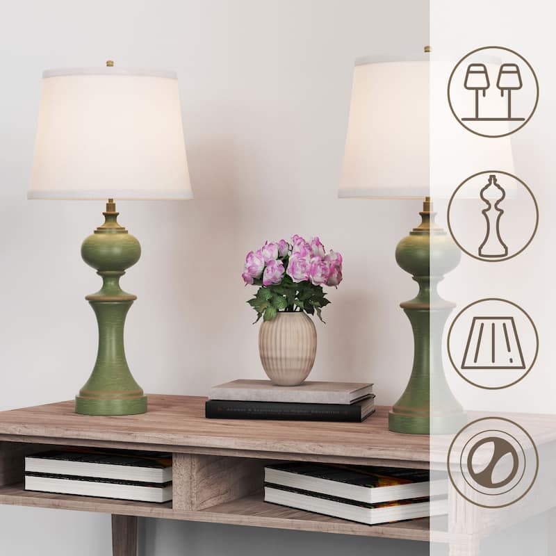 Traditional Green Poly Table Lamp (Set of 2)