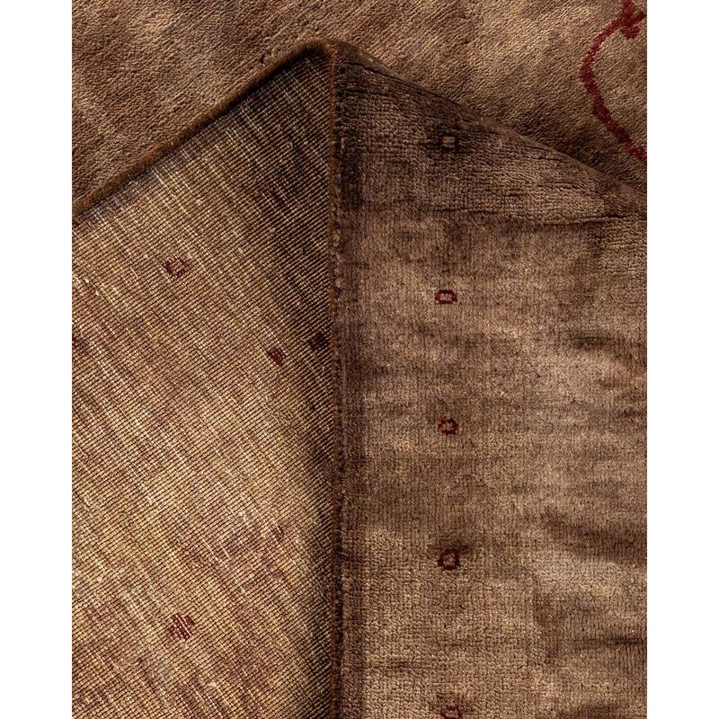 Overton Hand Knotted Wool Vintage Inspired Modern Contemporary Overdyed Brown Area Rug - 8' 3" x 9' 10"