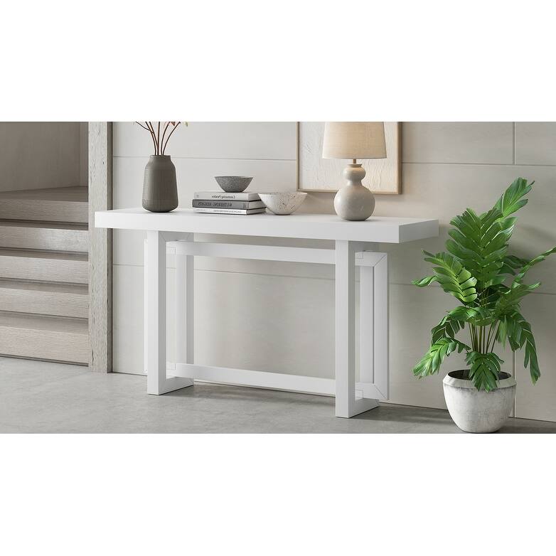 Rustic Entryway Table Console Table for Living Room, White Sofa Side Table Coffee Table Decorative Table for Foyer - White