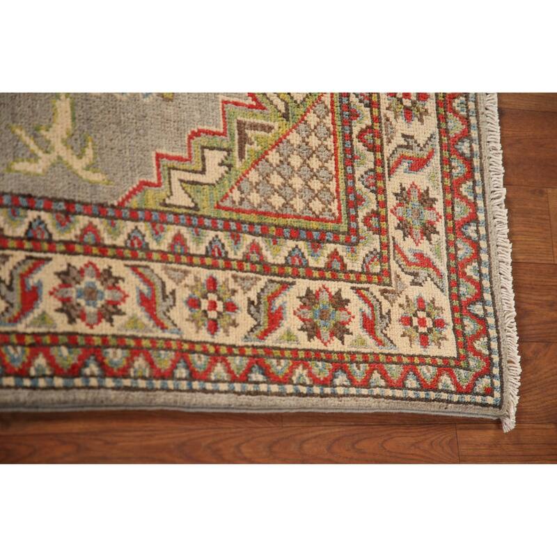 Kazak Oriental Accent Rug Hand-Knotted Grey Wool Carpet - 3'2"x 5'0"