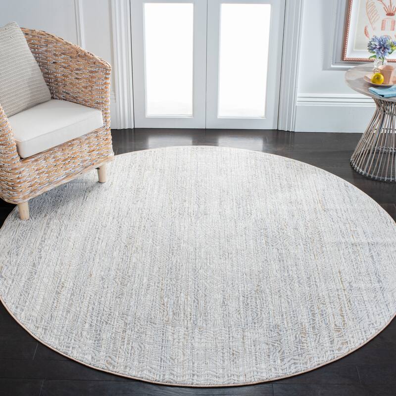 Martha Stewart by SAFAVIEH Svjetlana Modern Rug - 6'7" Round - Ivory/Beige