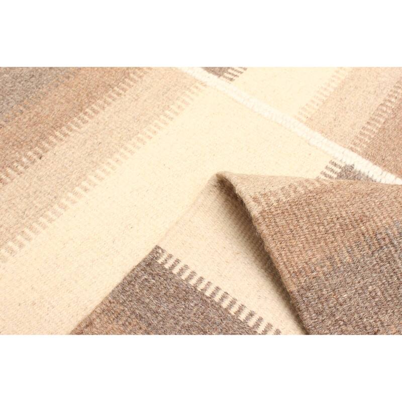 ECARPETGALLERY Flat-Weave Ankara FW Cream Wool Kilim - 5'6 x 7'11