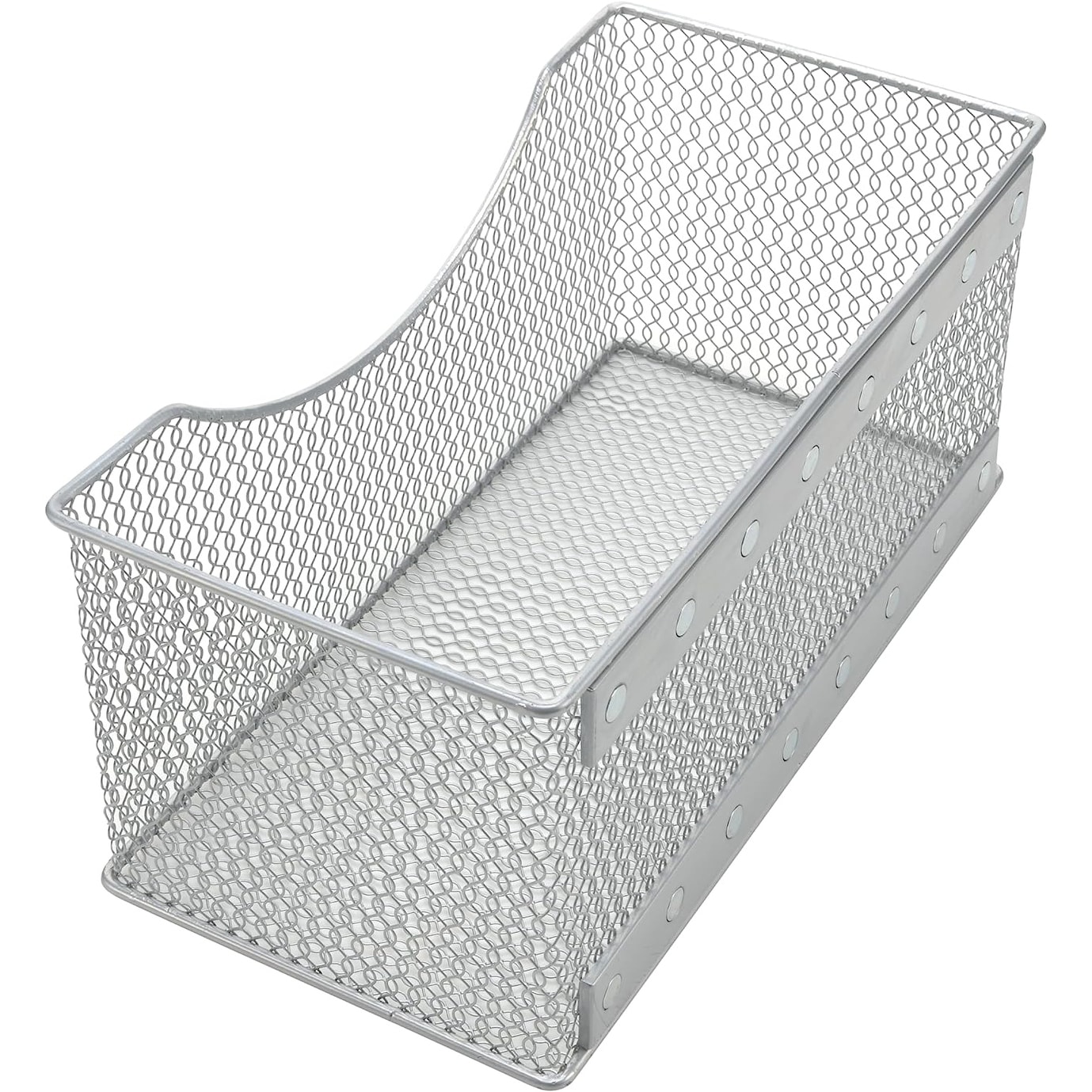 Ybmhome Magnetic Mesh Storage Basket (2-Pack) - Silver, For Home Office Or School