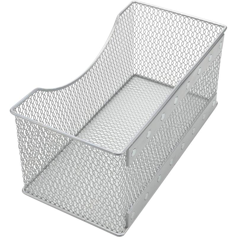 Ybmhome Magnetic Mesh Storage Basket (2-Pack) - Silver, For Home Office Or School