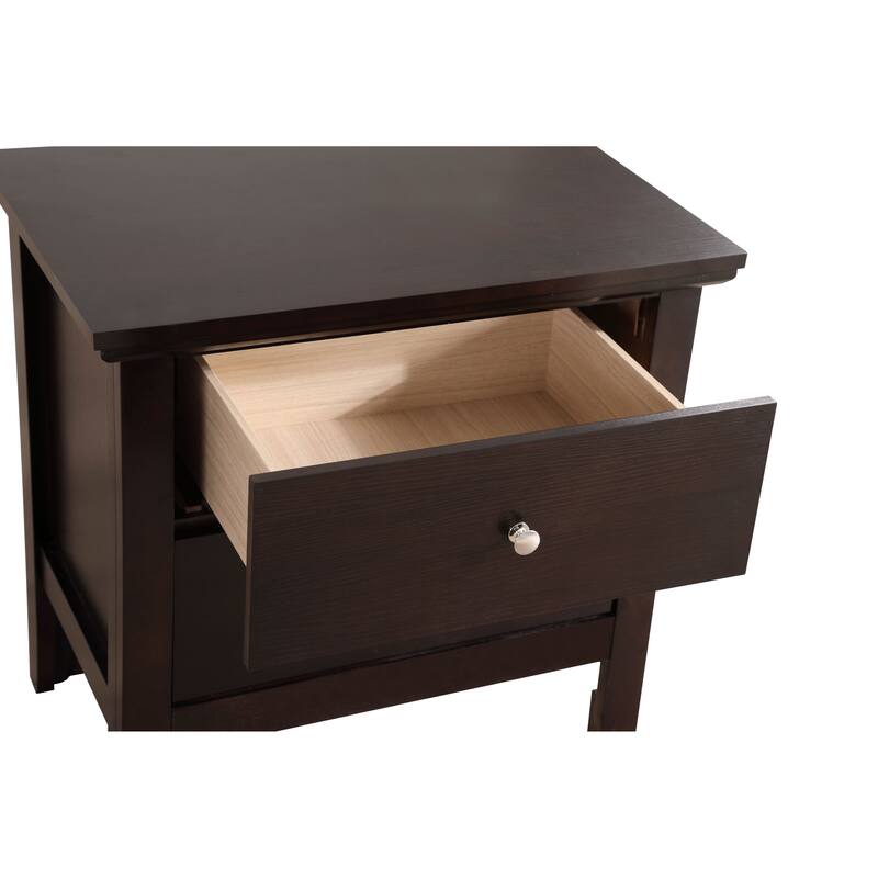 Primo Transitional Wood 2-drawer Nightstand Table