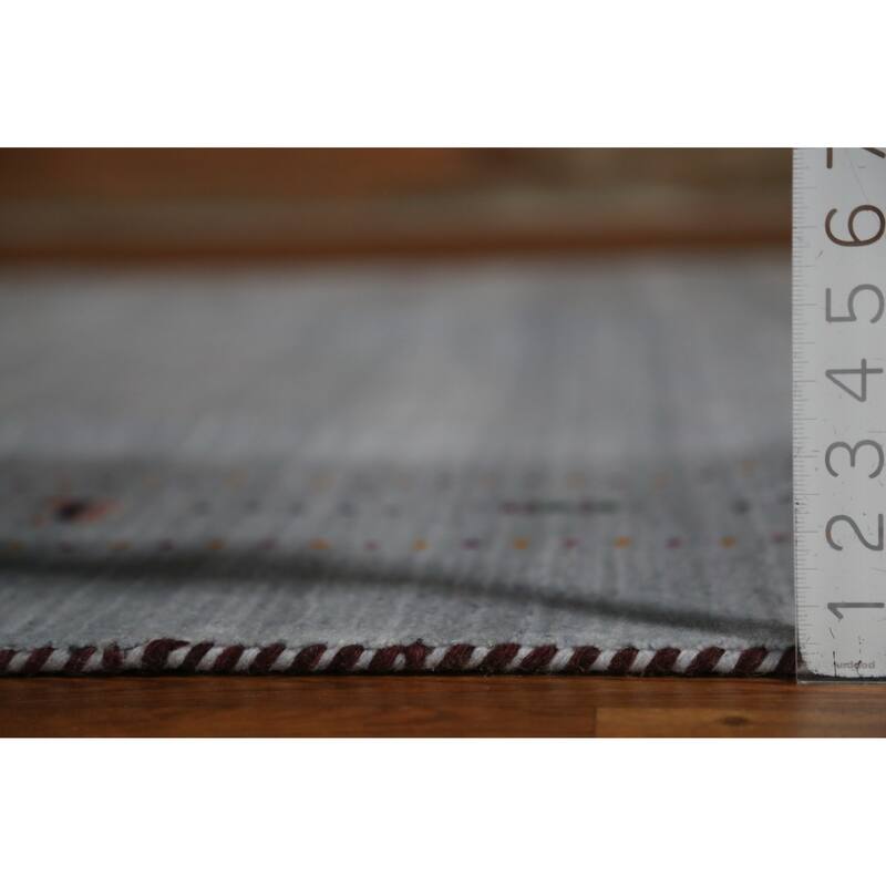 Hand Knotted Oriental 100% Wool Carpet Tribal Animal Pictorial Greys & Charcoal Gabbeh Area Rug - 9' 9'' X 7' 11''