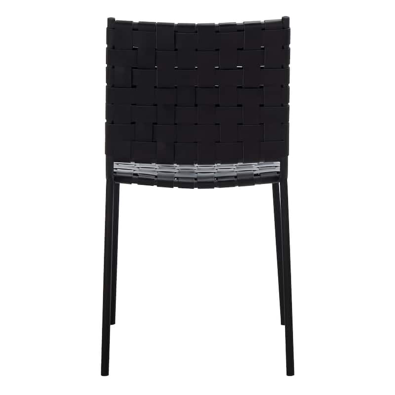 SAFAVIEH Marvel Woven Leather Dining Chair (Set of 2) - 17" W x 20.5" L x 33.8" H - 17"Wx21"Dx34"H