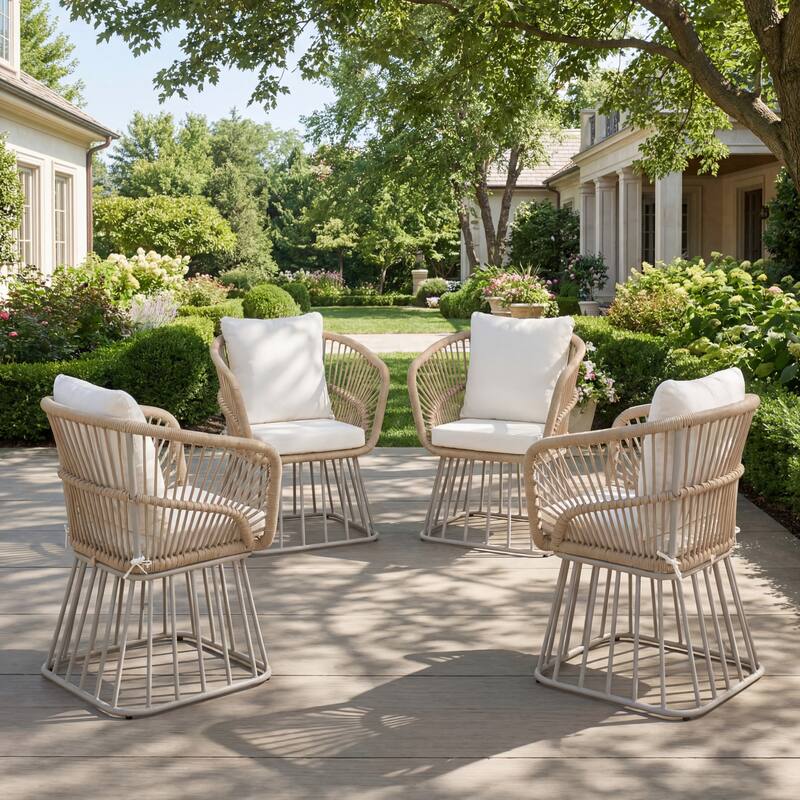 Christopher Knight Home - Outdoor Wicker Dining Chair with Steel Frame & Cushion (Set of 1/2/4/6)