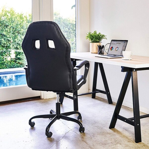 High Back Racing Style Gaming Chair with fixed Arms Bed Bath