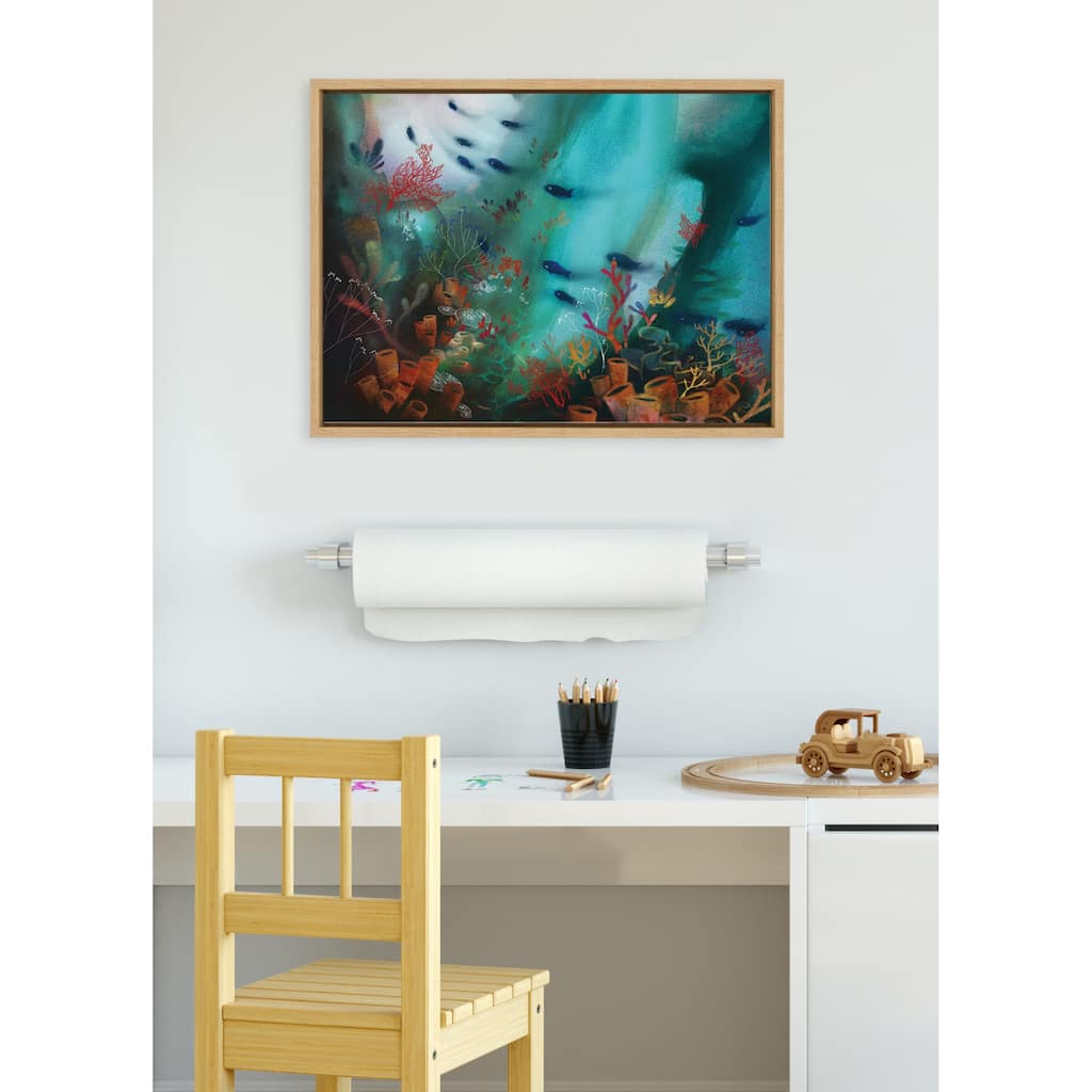 Kate and Laurel Sylvie Coral Cove Framed Canvas by Faryn Hughes