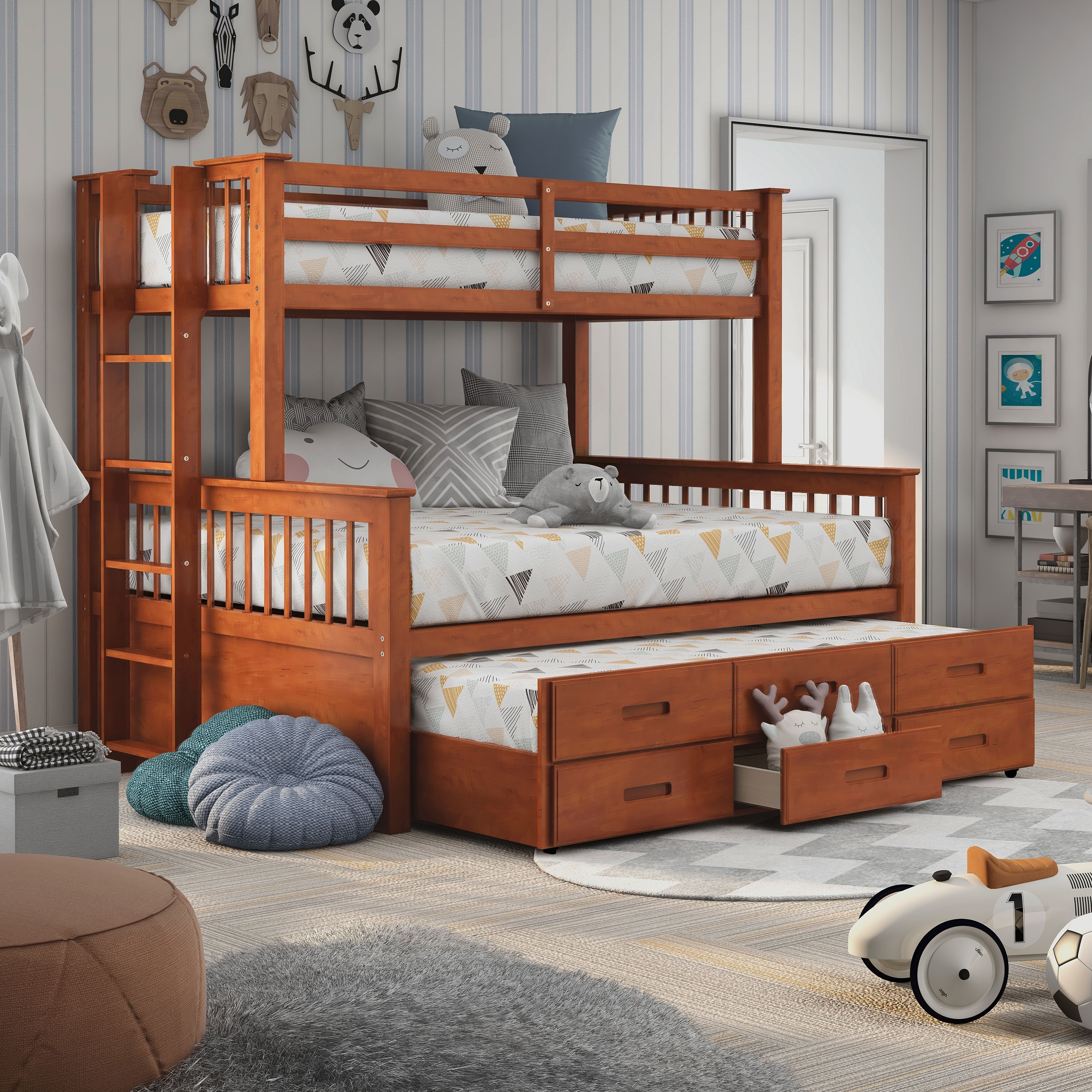 Furniture of america rodman twin xl over queen bunk bed with trundle by foa store