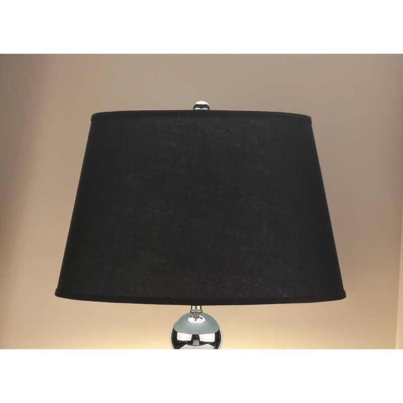 2pc Modern Sleek Table Lamp Reflective Spheres Catch the Eye Black Silver