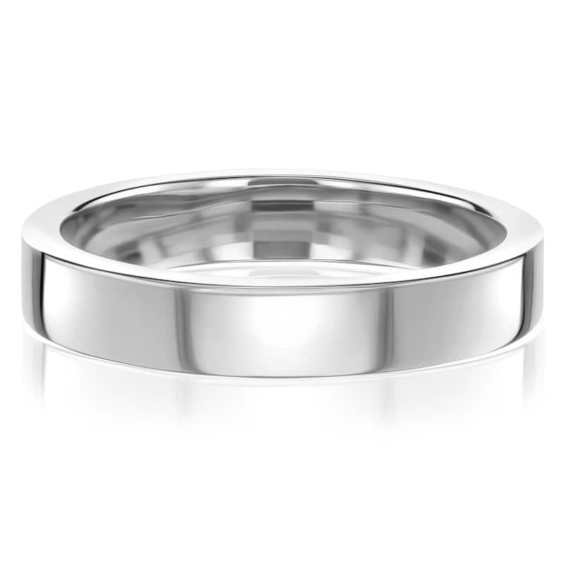 Kobelli Solid Platinum Plain Cigar Band 4 mm Havana Wedding Ring