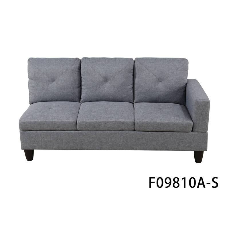 66.5" Grey Linen 3-Piece Living Room Sofa Set