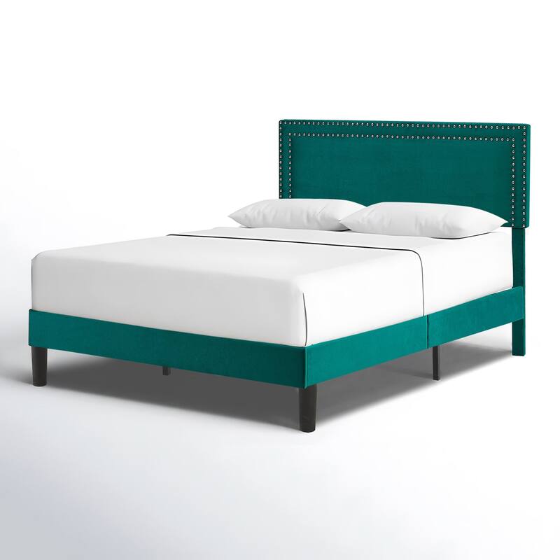 VECELO Upholstered Bed Frames with Height Adjustable Headboard