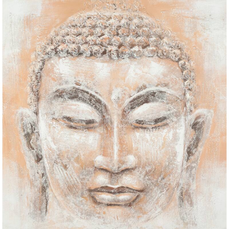 SAFAVIEH Home Buddah Orange and White 39.4-inches Canvas Art Painting - Orange/White
