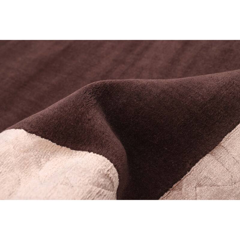 ECARPETGALLERY Hand Loomed Loreto Dark Brown Viscose, Wool Rug - 5'3 x 7'7