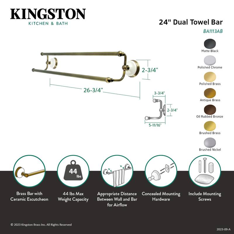 Kingston Brass Victorian 24-Inch Dual Towel Bar