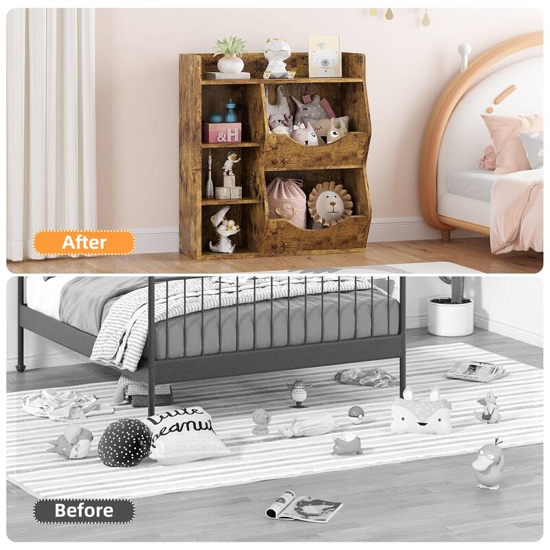 5-Cubby Kids Bookshelf Toy Storage Organizer - 15.1"D x 31.9"W x 36"H