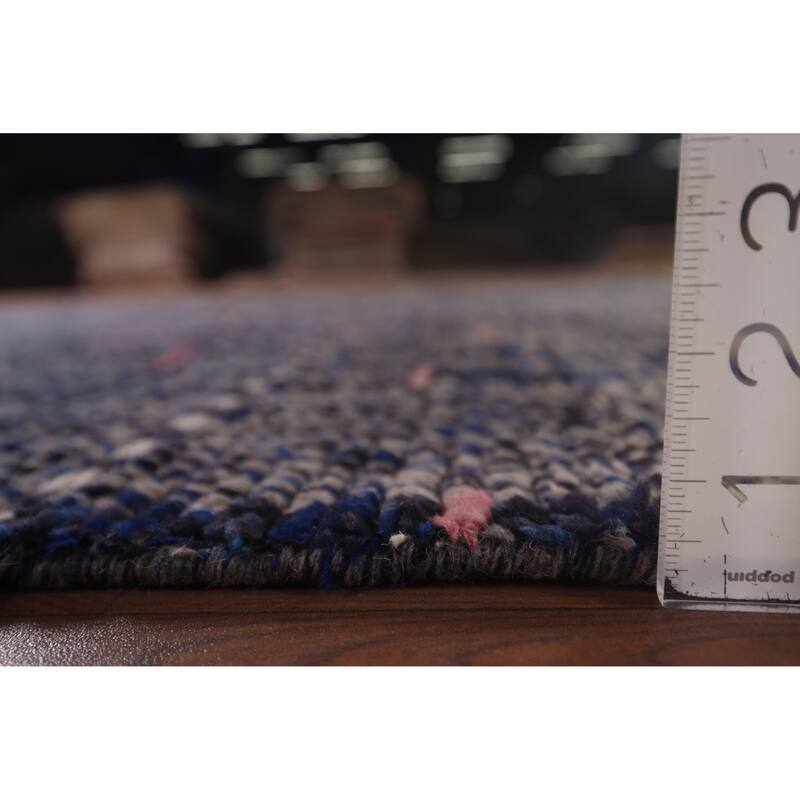 Navy Blue Moroccan Oriental Area Rug Handmade Wool Carpet - 5'11"x 9'10"