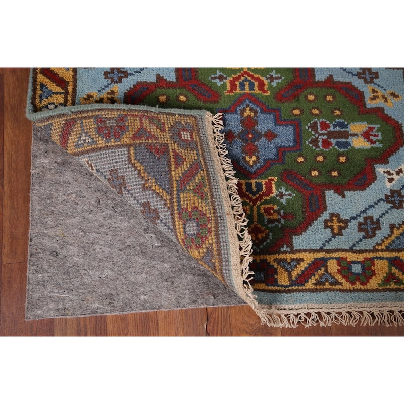 Blue Geometric Kazak Oriental Foyer Rug Handmade Wool Carpet - 2'7"x 5'9"
