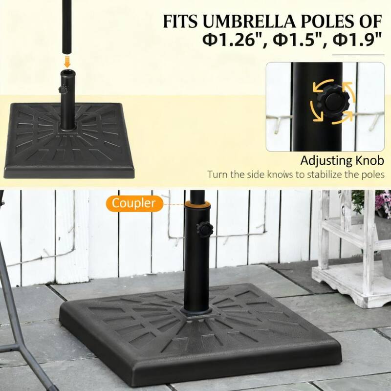 GDFStudio Outdoor Odal Umbrella Base with Resin-Protected Iron