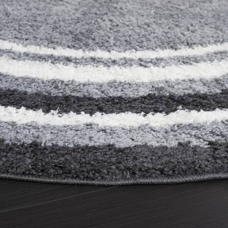 SAFAVIEH Border & Stripe Shag Rigoberta Modern 1.4-inch Thick - 2'2" x 8' Runner