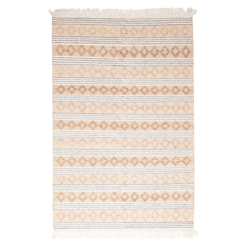 ECARPETGALLERY Braid weave Sienna Tan Wool Rug - 5'1 x 7'7