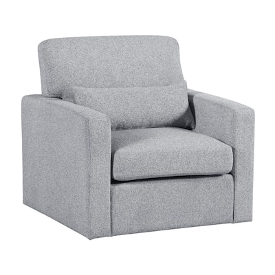 Ompa Swivel Armchair with Lumbar Pillow, Cloud Gray Boucle