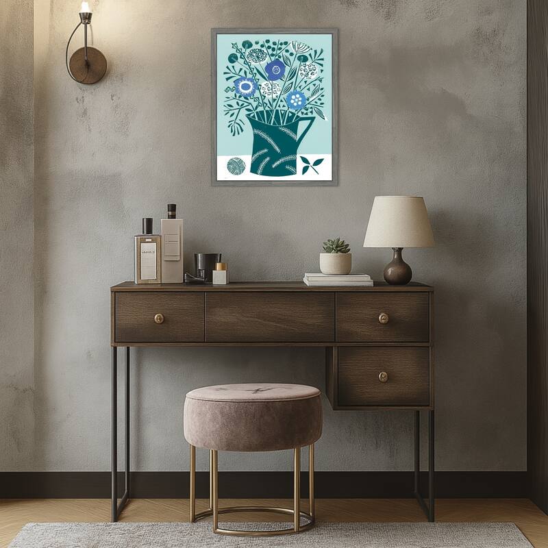 Decorative Flower Pot by Giuliana Lazzerini Framed Canvas Wall Art Print