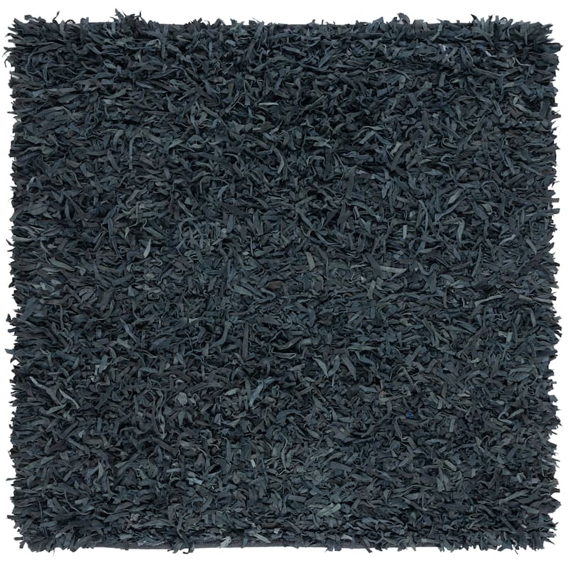 SAFAVIEH Handmade Leather Shag Doinita Modern Decorative Rug - 8' Square - Grey