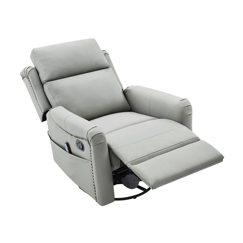 Christopher Knight Home - Modern Upholstered Swivel Recliner Chair with 8-Point Massage, Heating, and Storage Pocket