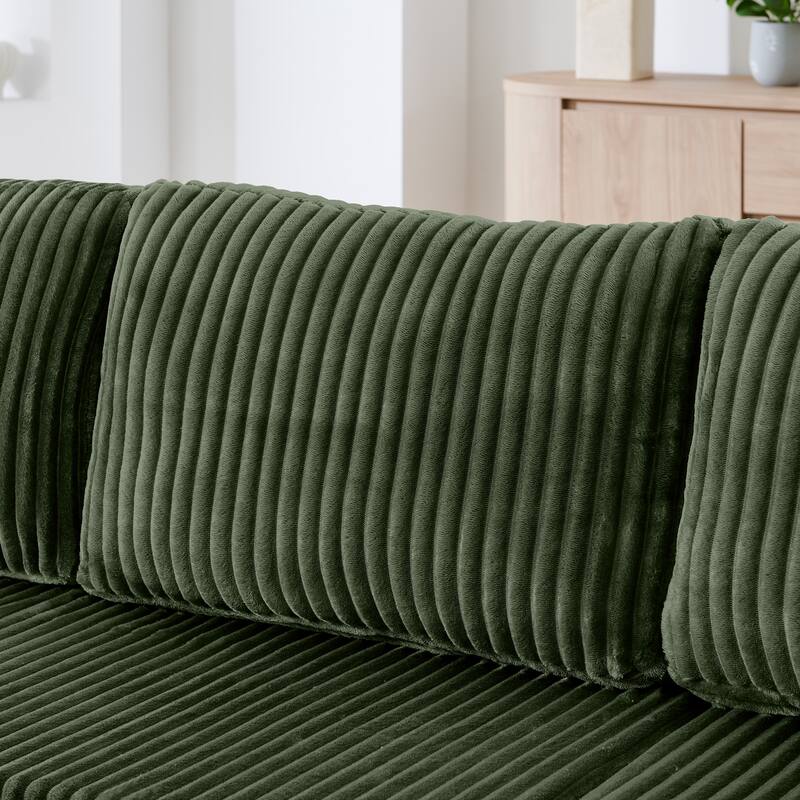 132.48" Corduroy U-Shaped Modular Sectional Sofa with Sleeper