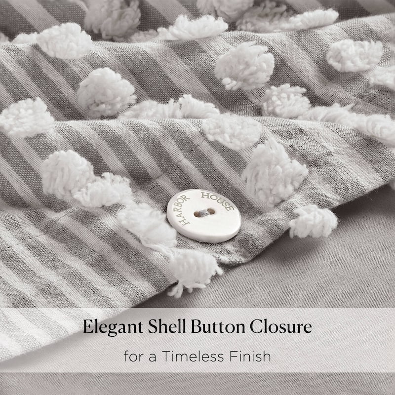 Harbor House Anslee Taupe 3 Piece Cotton Yarn Dyed Duvet Cover Set