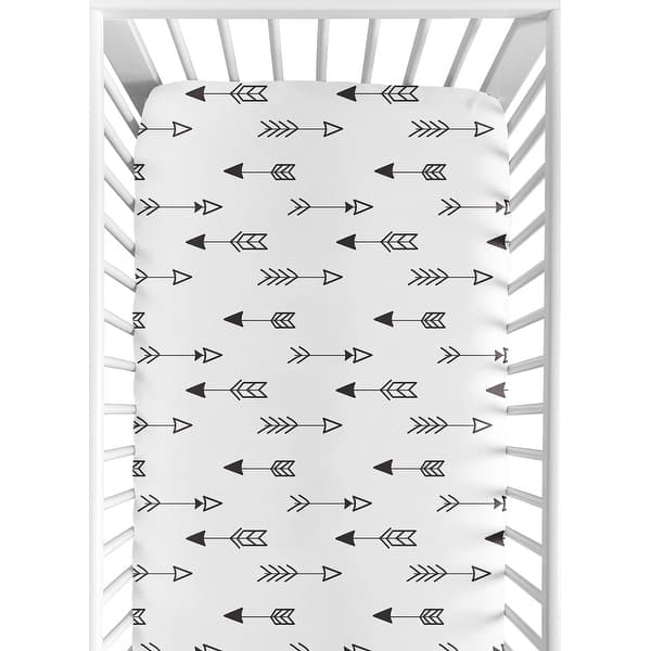 slide 2 of 6, Sweet Jojo Designs Arrow Print Fitted Crib Sheet for the Black and White Fox Collection