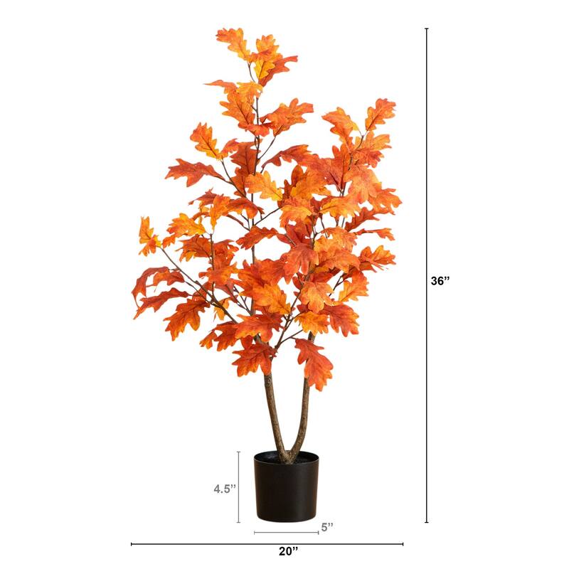 Autumn Oak Artificial Potted Fall Tree - 3'