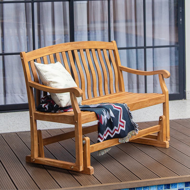 Cambridge Casual Sherwood Teak Wood Outdoor Glider Bench