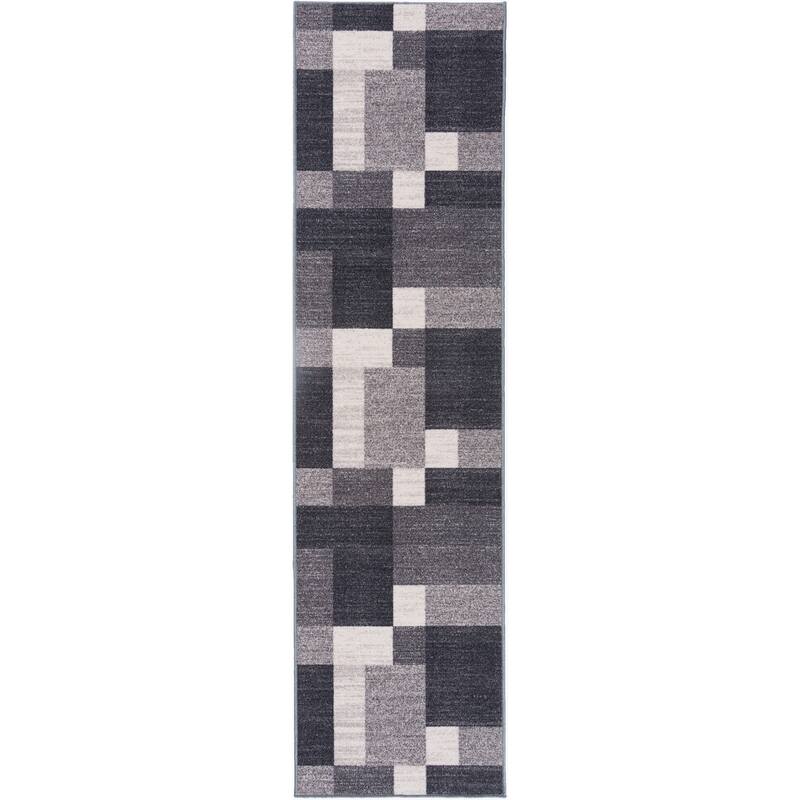 World Rug Gallery Modern Boxes Design Non-slip (Non-skid) Area Rug
