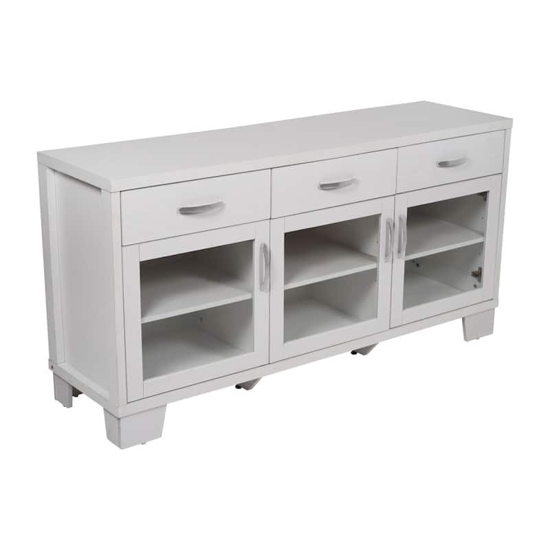 Engineered Wood Buffet Sideboard Storage Cabinet w/ 3 Drawers, Doors - 59"W x 16.5"D x 29.75"H