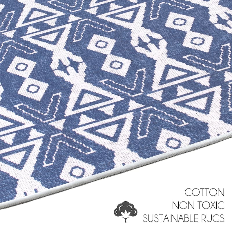 Sussexhome Heavy Duty Ultra Thin Non Slip Washable Cotton Indoor Rug - 2' x 3'