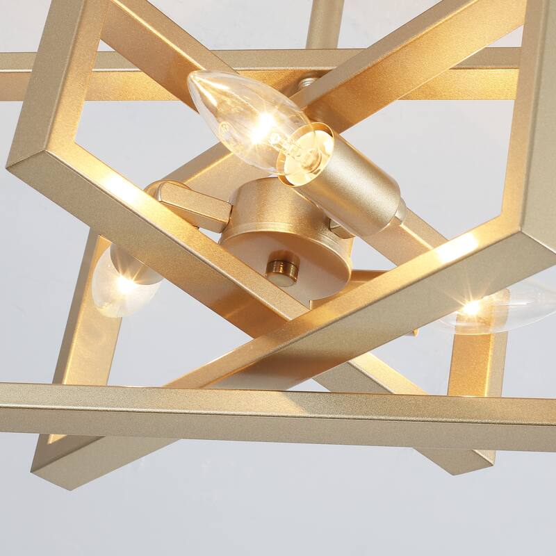15.8 in. 3-Light Metal Rectangular Semi Flush Mount Ceiling Light Fixture for Kitchen Island