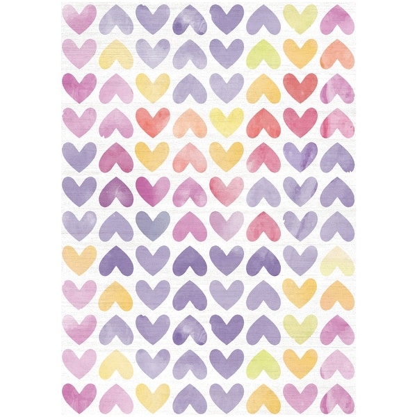 slide 2 of 9, Nourison Imagination Indoor only Multicolor Pastel Hearts Graphic Area Rug 3'5" x 5' - Multicolor