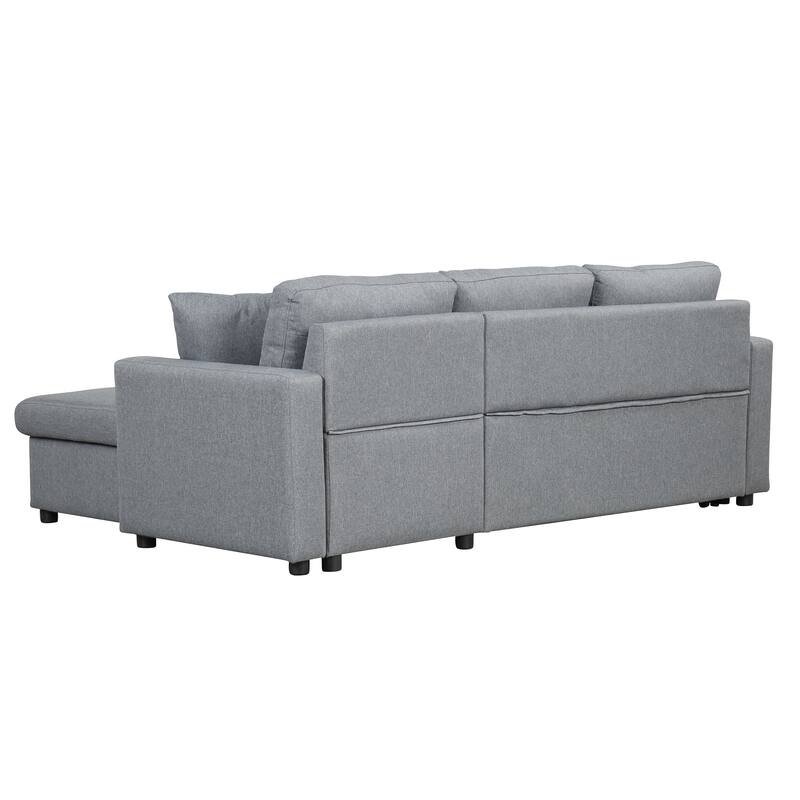Modern Upholstery Sleeper Sectional Sofa with Storage Space