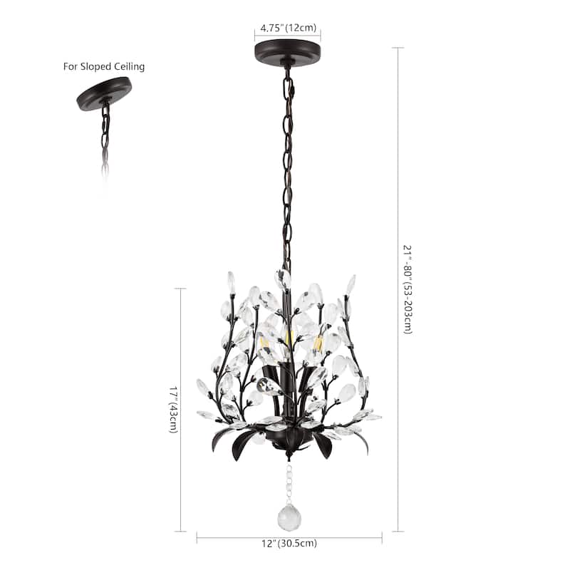Joanna 12" 3-Light Contemporary Bohemian Iron/Acrylic LED Pendant, Oil Rubbed Bronze/Clear by JONATHAN Y