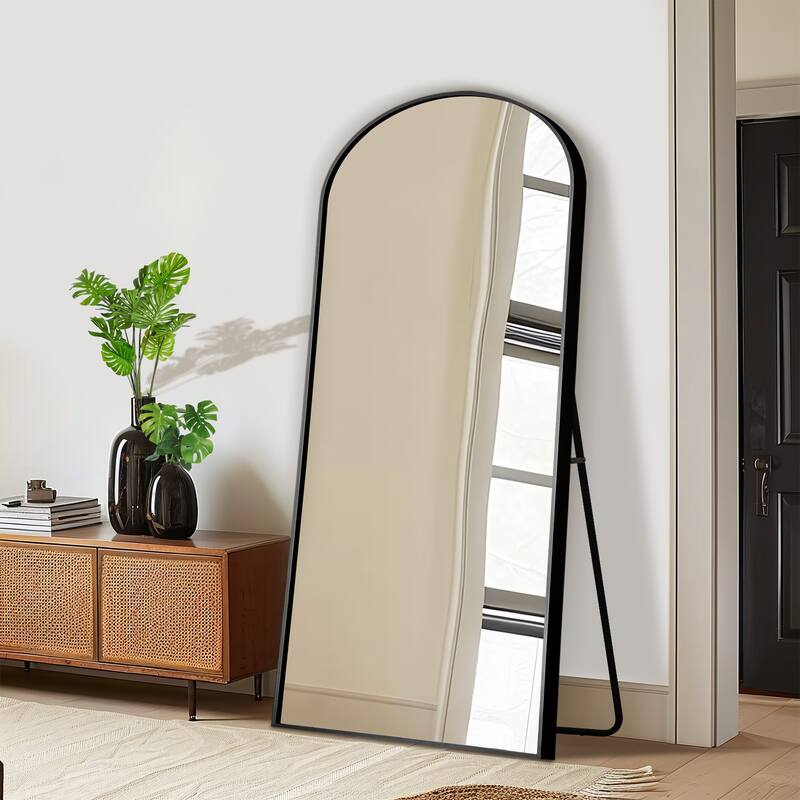 Arched Metal Full-length Standing Floor Mirror - 71x31 - Black