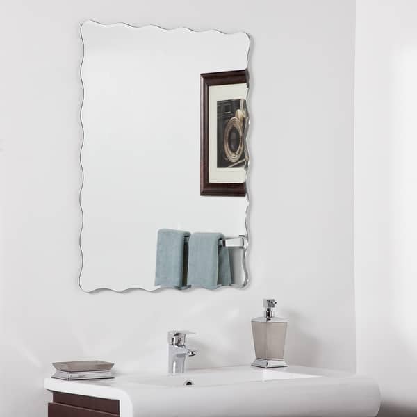 slide 8 of 13, Angelina Modern Bathroom Mirror - Silver - 31.5Hx23.6Wx.5D 31.5Hx23.6Wx.5D