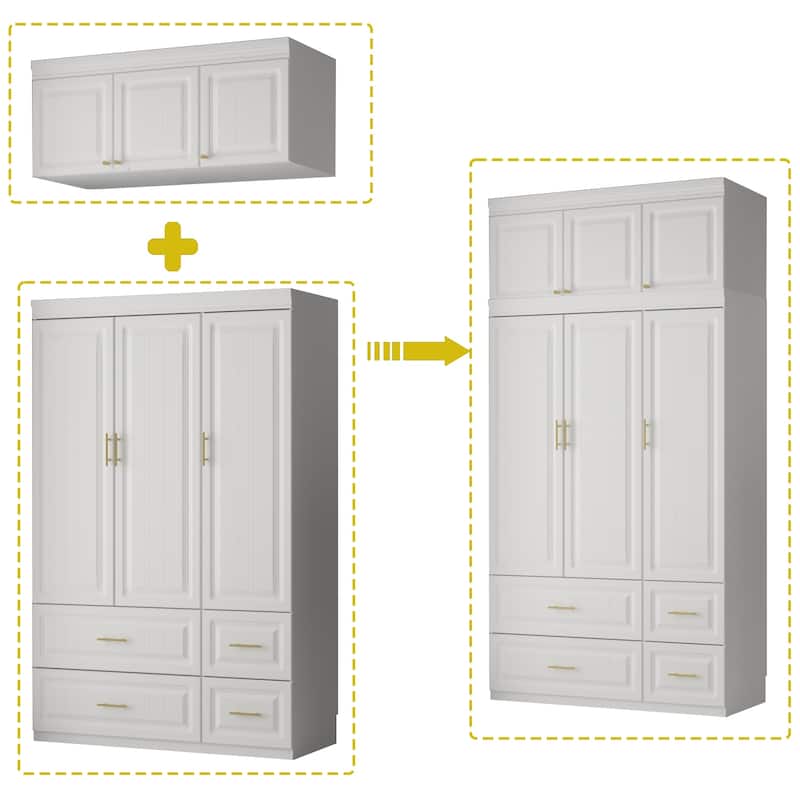 Modern Freestanding Wardrobe Armoire Closet Large Storage Cabinet