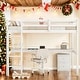 preview thumbnail 11 of 18, Wood Twin Loft Bed with Under-bed Built-in Desk and Storage Cabinet,Kids Bed Design White