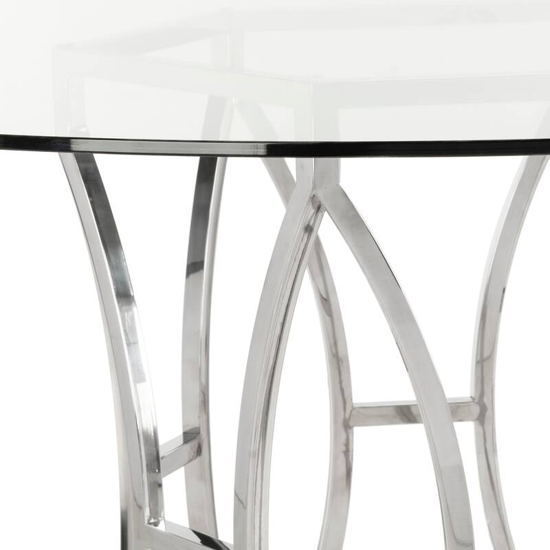 SAFAVIEH Couture Shaw Glass Top Round Dining Table