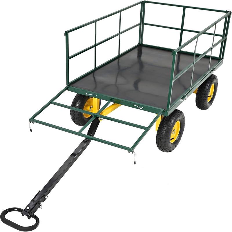 1500-lb Capacity Steel Mesh Garden Cart with Removable Sides and Wheels Green